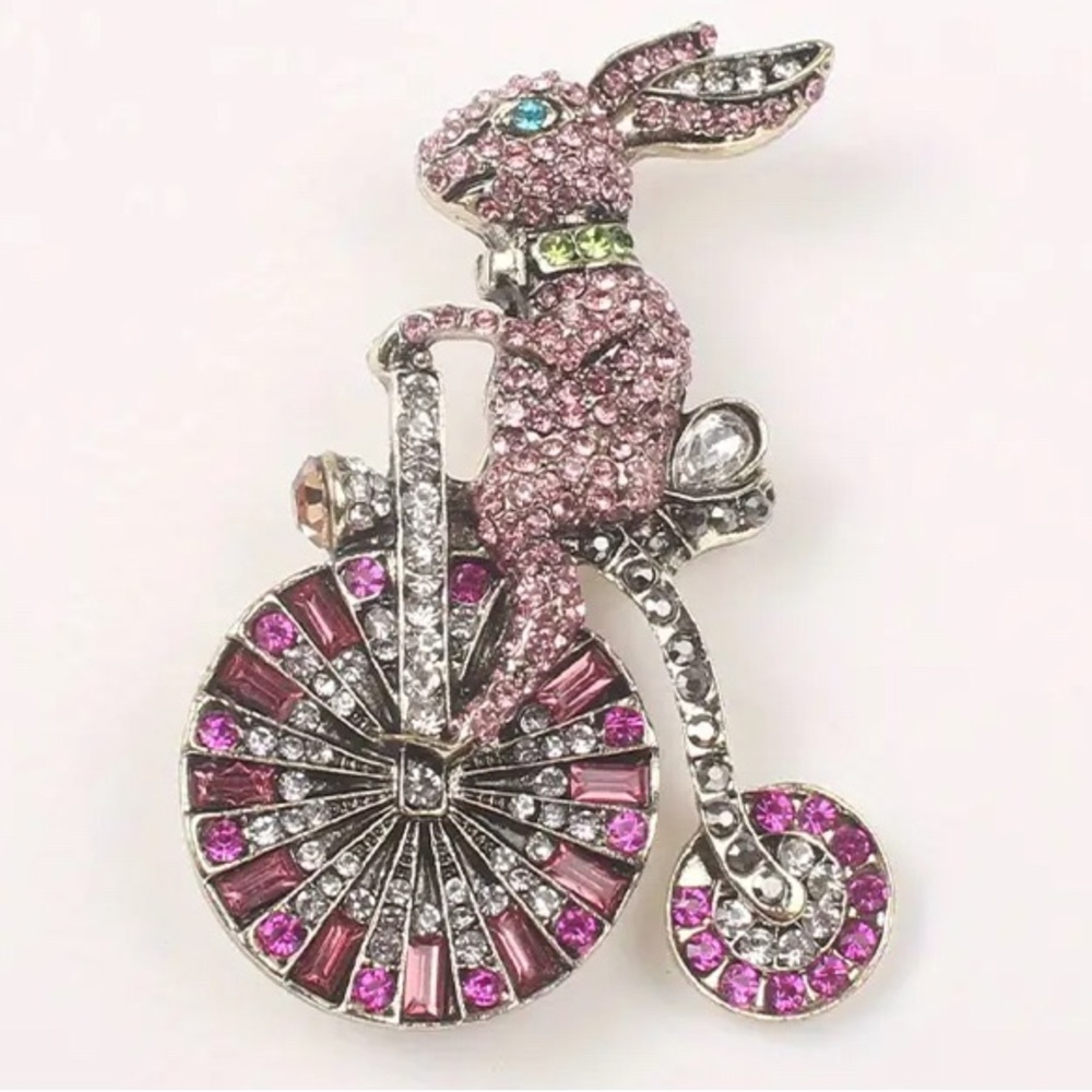 Bicycle Riding Bunny Brooch - Picture 4 of 6